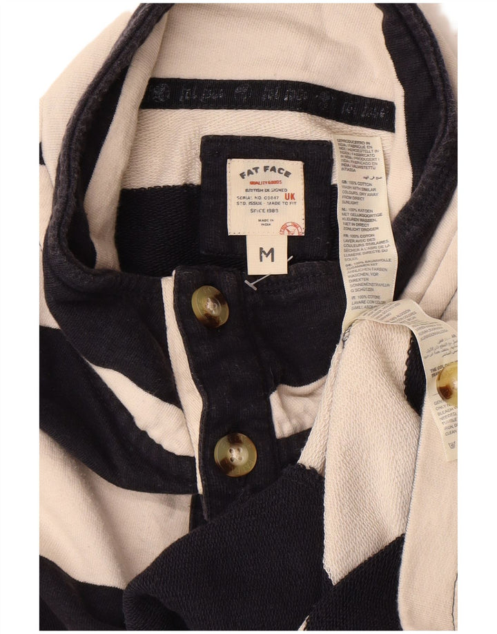 FAT FACE Ανδρική μπλούζα με λαιμόκοψη με κουμπιά πουκάμισο με μεσαίο Navy μπλε ριγέ