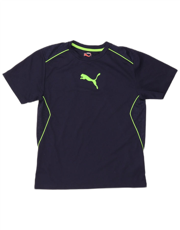 Puma Boys Graphic T-Shirt Top 11-12 Years Large Navy Blue ριγέ πολυεστέρας