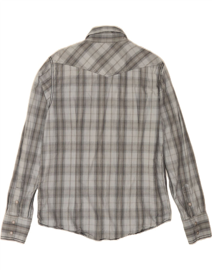 BKE Mens Slim Fit Shirt Medium Grey Check Cotton Vintage BKE and Second-Hand BKE from Messina Hembry 