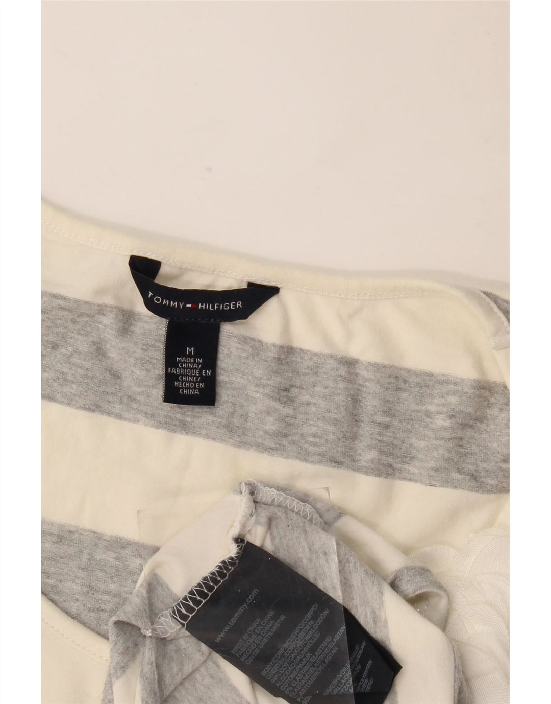 Tommy Hilfiger γυναικείο μπλουζάκι τοπ UK 12 μεσαίο γκρι ριγέ βαμβακερό