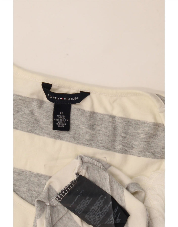 Tommy Hilfiger γυναικείο μπλουζάκι τοπ UK 12 μεσαίο γκρι ριγέ βαμβακερό