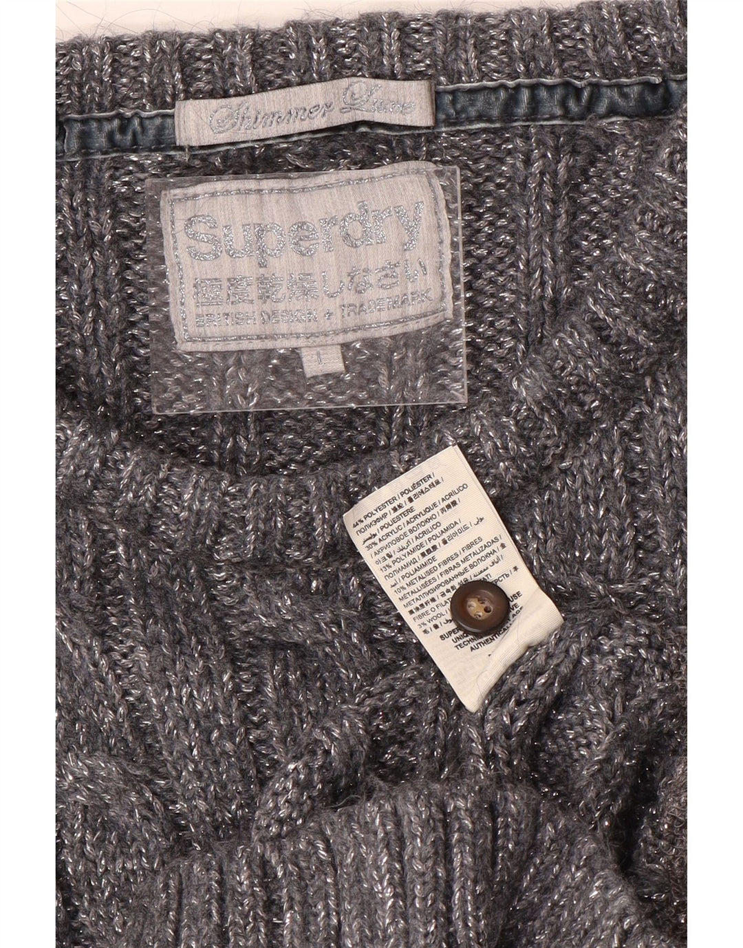 SUPERDRY Γυναικείο πουλόβερ με λαιμό βάρκα UK 16 Large Grey Polyester