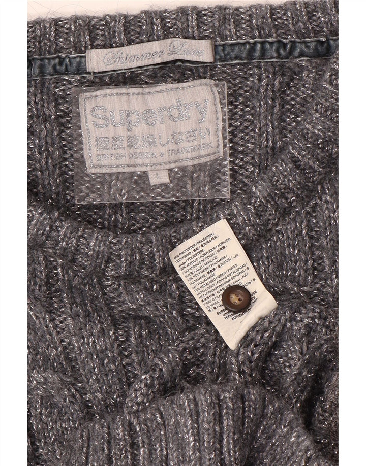 SUPERDRY Γυναικείο πουλόβερ με λαιμό βάρκα UK 16 Large Grey Polyester