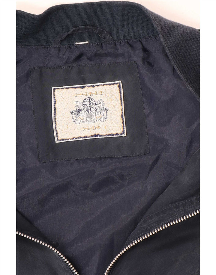Spirit Mens Bomber Jacket UK 38 Medium Navy Blue Silk