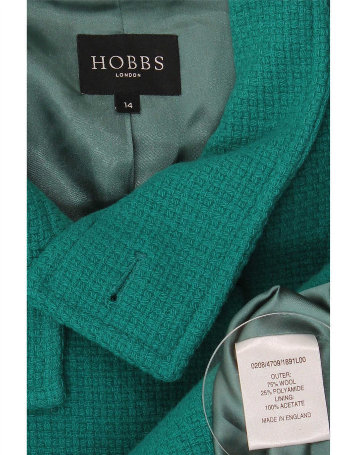 Hobbs Γυναικείο παλτό μπιζελιού UK 14 Μεγάλο πράσινο μαλλί