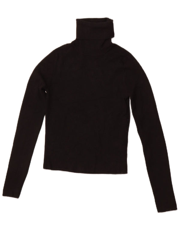 Γυναικείο πουλόβερ ZARA Crop Roll Neck Jumper UK 12 Medium Black Viscose