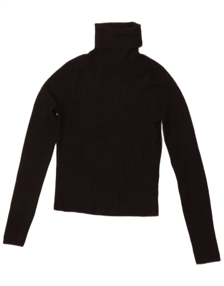 Γυναικείο πουλόβερ ZARA Crop Roll Neck Jumper UK 12 Medium Black Viscose