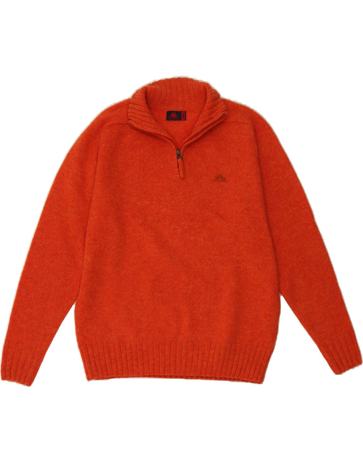 KAPPA Womens Zip Neck Jumper Sweater UK 14 Medium Orange New Wool Vintage Kappa and Second-Hand Kappa from Messina Hembry 