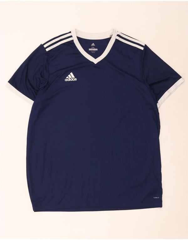 Adidas Ανδρικό T-Shirt Climalite Top 2XL Navy Blue Colorblock Πολυεστέρας