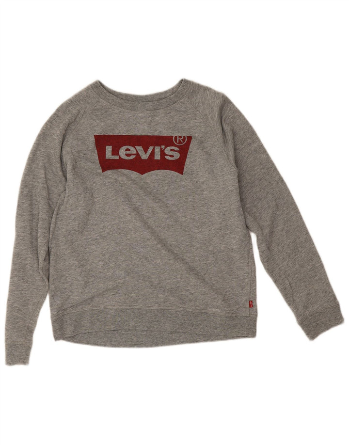 Γυναικείο γραφικό φούτερ Levi's Jumper UK 16 μεγάλο γκρι βαμβακερό