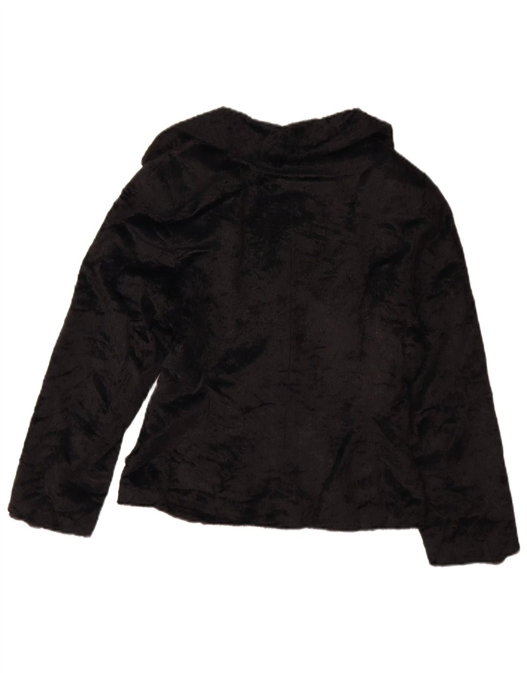 Vintage γυναικείο μπουφάν από ψεύτικη γούνα UK 12 Medium Black Polyamide