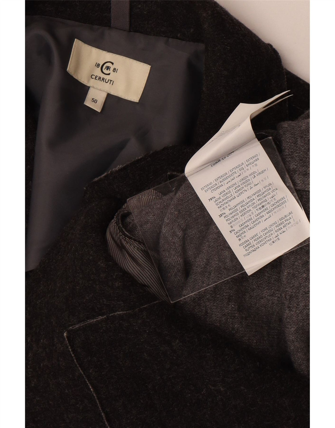 Cerruti 1881 Γυναικείο τζάκετ με 3 κουμπιά σακάκι IT 50 XL γκρι μαλλί