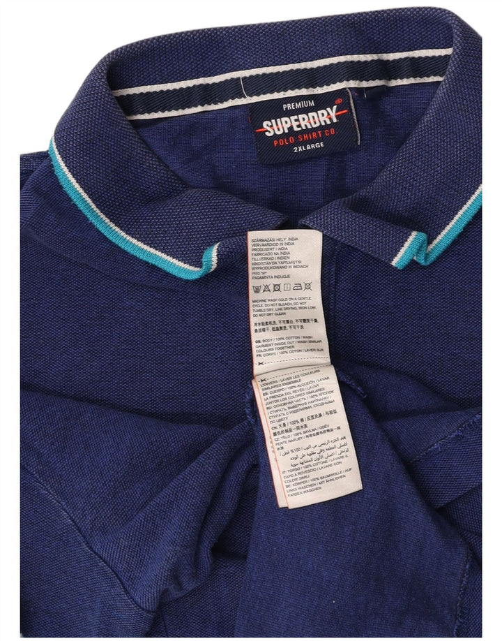 Ανδρικό μπλουζάκι πόλο SUPERDRY 2XL Navy Blue Βαμβακερό