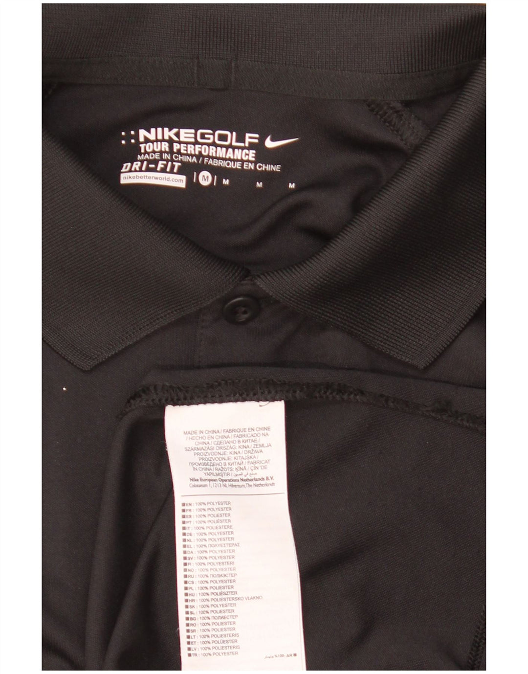 Ανδρικό πουκάμισο Nike με γραφικό πόλο Dri Fit, μεσαίο μαύρο πολυεστέρα