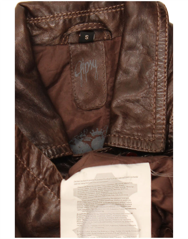Gipsy Γυναικείο Δερμάτινο Παλτό UK 10 Small Brown