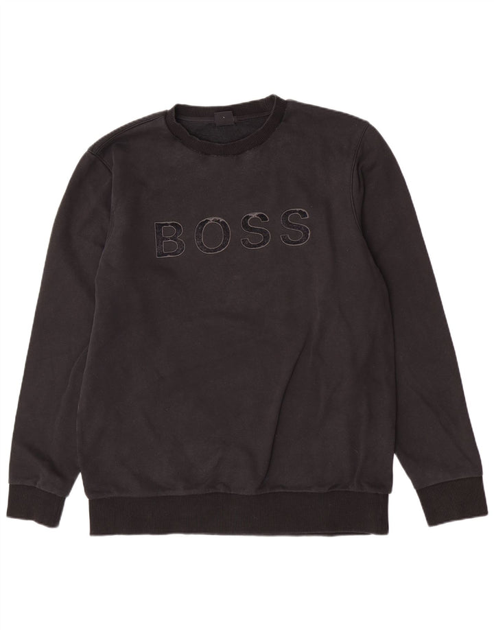 Ανδρικό φούτερ Hugo Boss Graphic Regular Fit Jumper μεγάλο μαύρο βαμβακερό