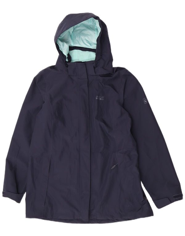 Jack Wolfskin γυναικείο μπουφάν βροχής με κουκούλα UK 18 XL Navy Blue