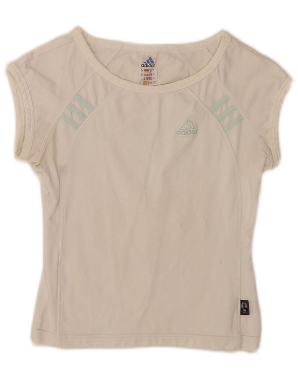 Γυναικείο T-Shirt Adidas Crop Top UK 12 μεσαίο λευκό βαμβακερό