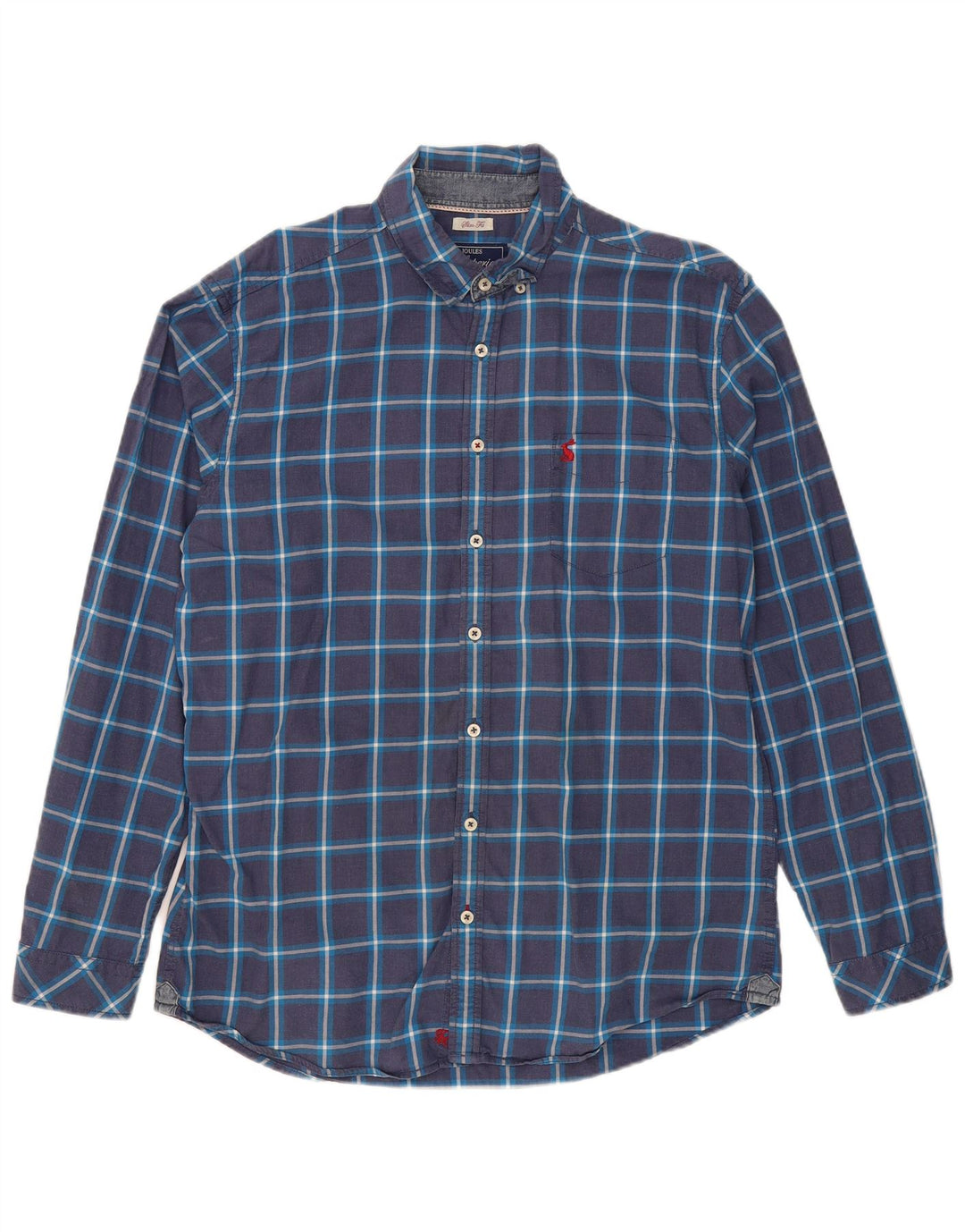 Ανδρικό πουκάμισο JOULES Slim Fit Large Navy Blue Check Cotton