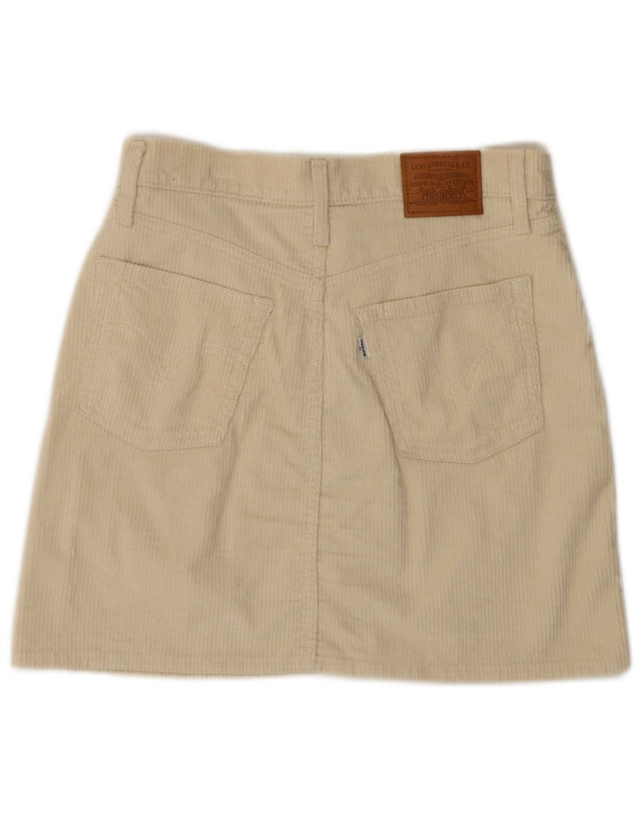 LEVI'S Γυναικεία 501 Μίνι Κοτλέ φούστα W28 Βαμβακερή μεσαία σε ανοιχτό λευκό