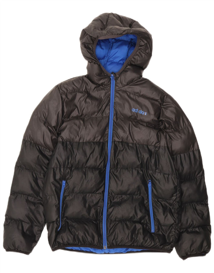 Μπουφάν ADIDAS για αγόρια με κουκούλα με επένδυση 13-14 ετών Μαύρο πολυεστέρας