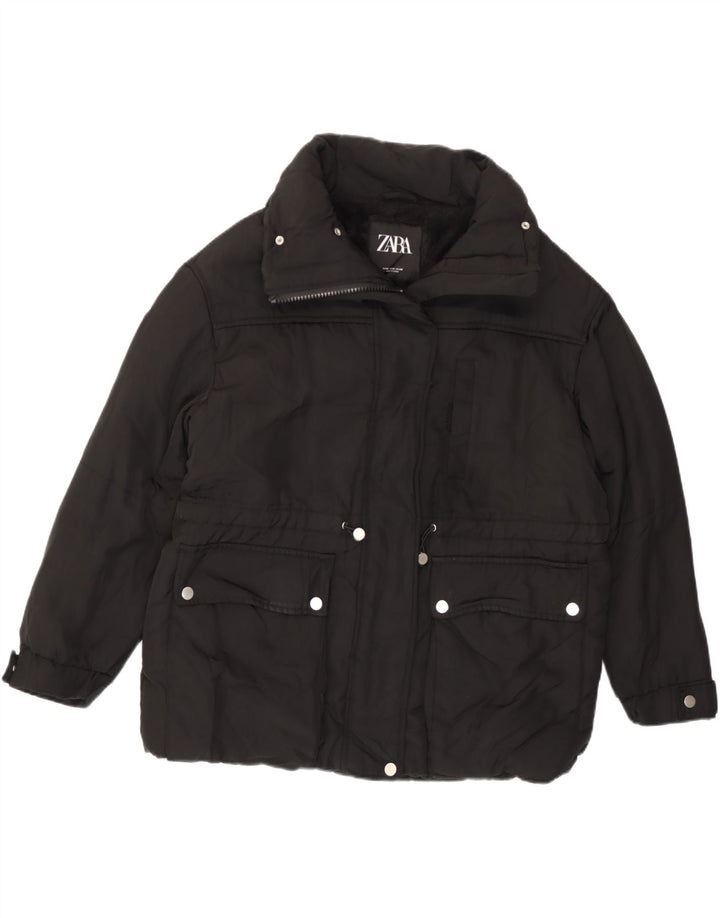 Zara Γυναικείο μπουφάν με επένδυση Sherpa UK 14 Μεσαίου Μαύρου Πολυεστέρα