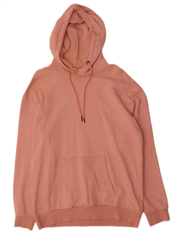 Zara Mens Hoodie Jumper Μεγάλο Ροζ Βαμβακερό
