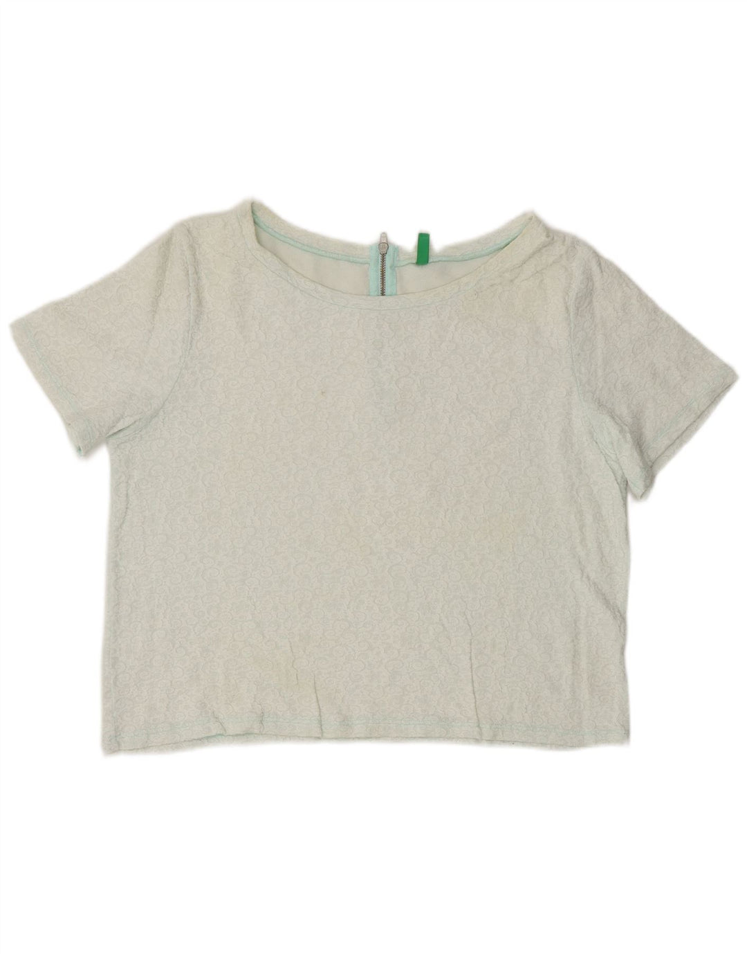 BENETTON Γυναικεία Crop Μπλούζα Τοπ UK 14 Medium White