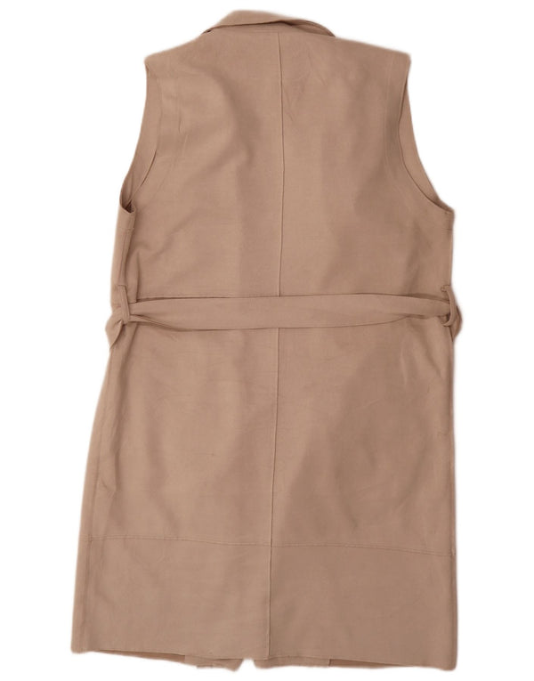 Zara Γυναικείο Longline Gilet UK 16 Large Beige Polyester