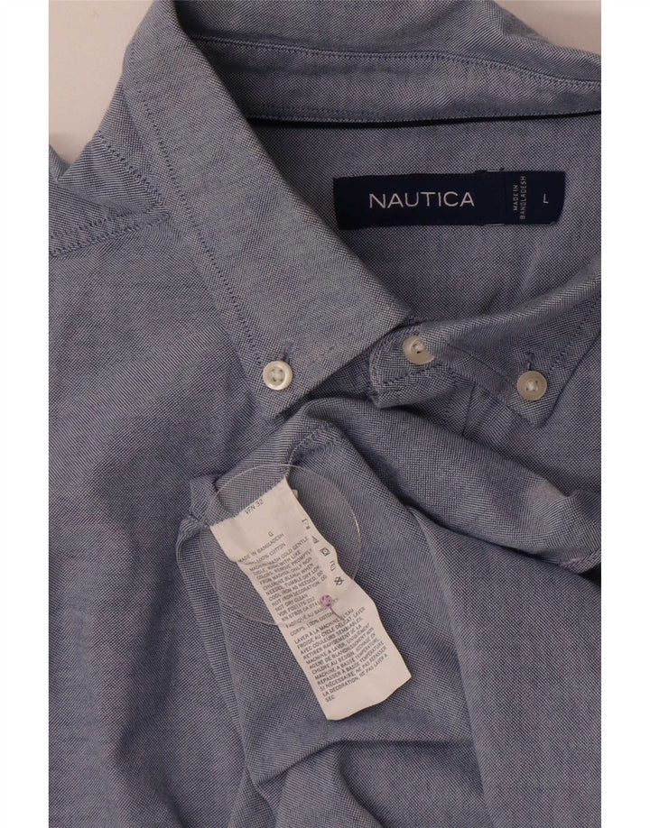 Ανδρικό κοντομάνικο πουκάμισο Nautica μεγάλο μπλε βαμβακερό