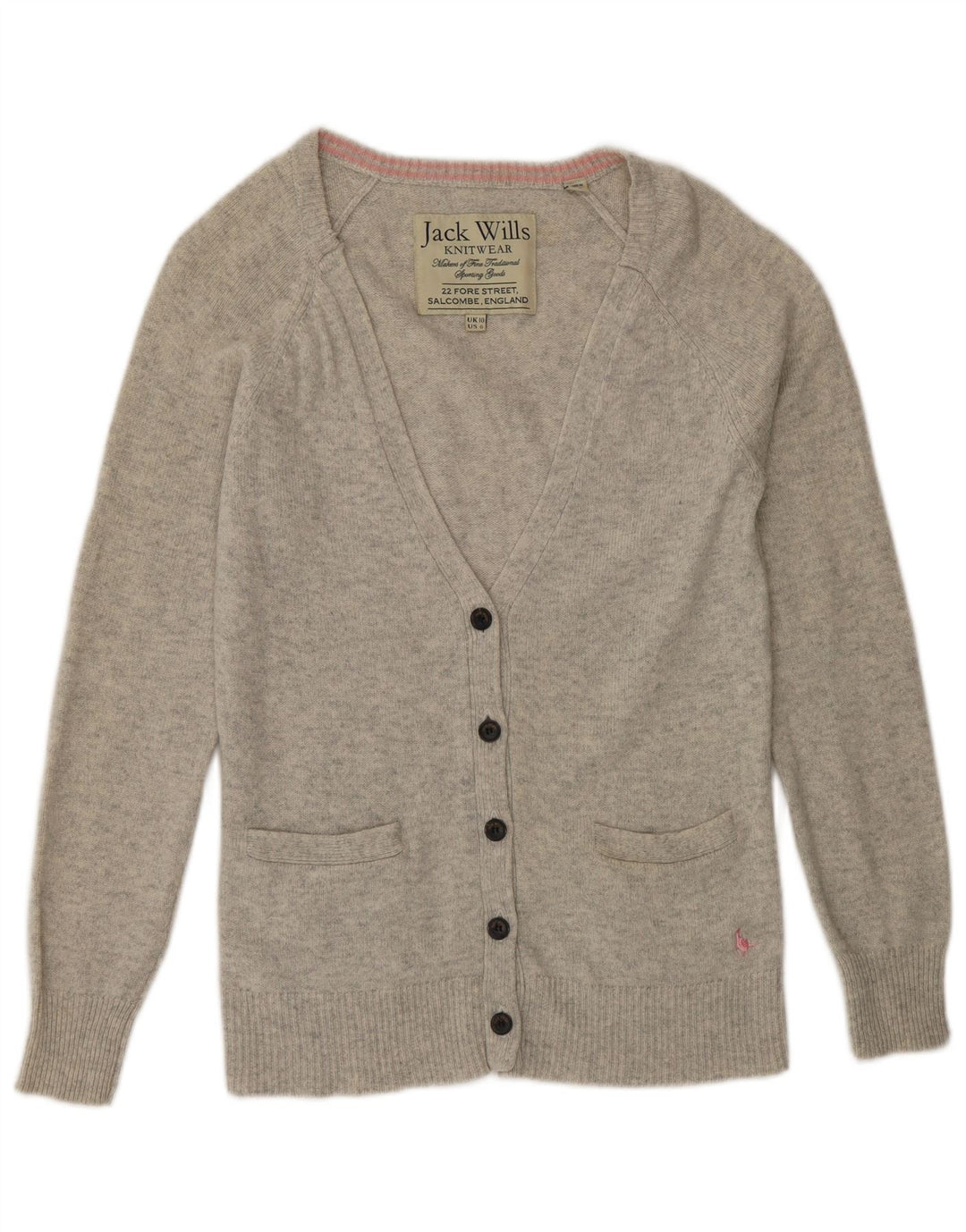 Jack Wills Γυναικεία Ζακέτα UK 10 Small Grey Wool