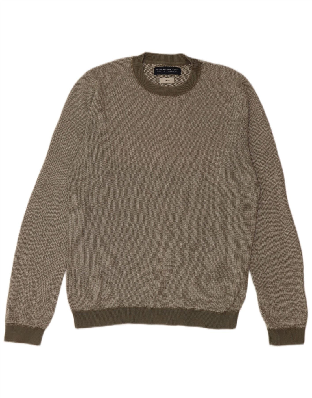 Jack & Jones Ανδρικό πουλόβερ με λαιμόκοψη από βαμβακερό χακί