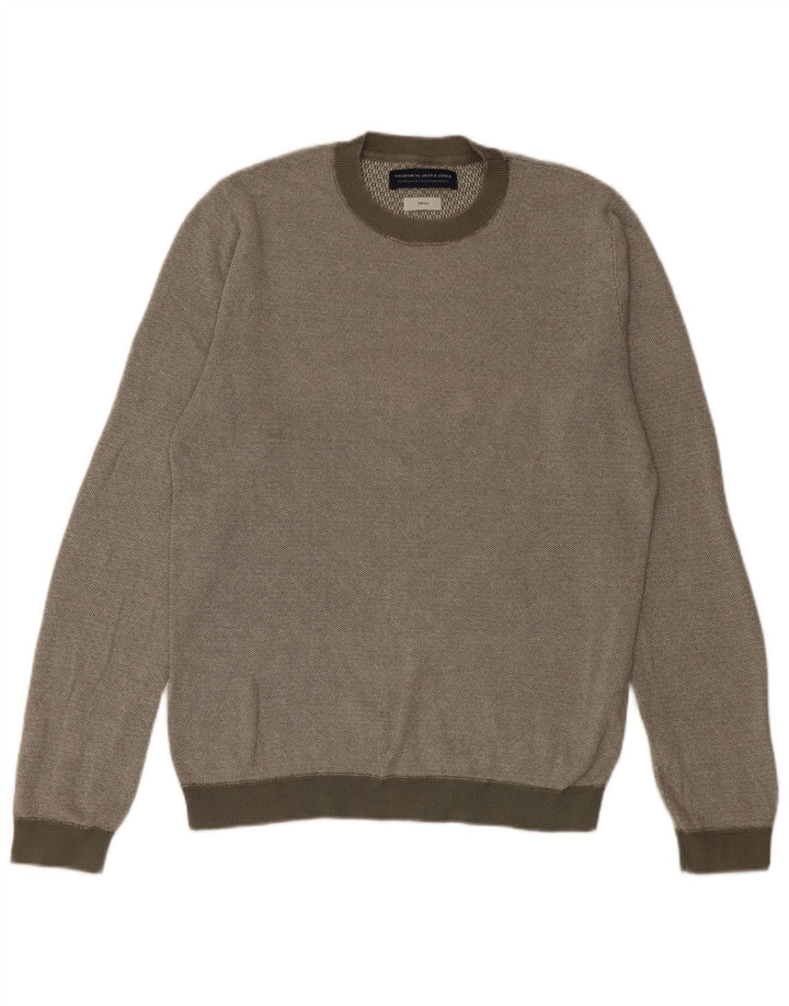 Jack & Jones Ανδρικό πουλόβερ με λαιμόκοψη από βαμβακερό χακί