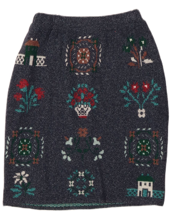 Mazzonetto Womens Pencil Skirt IT 46 Large W28 Navy Blue Fair Isle Wool