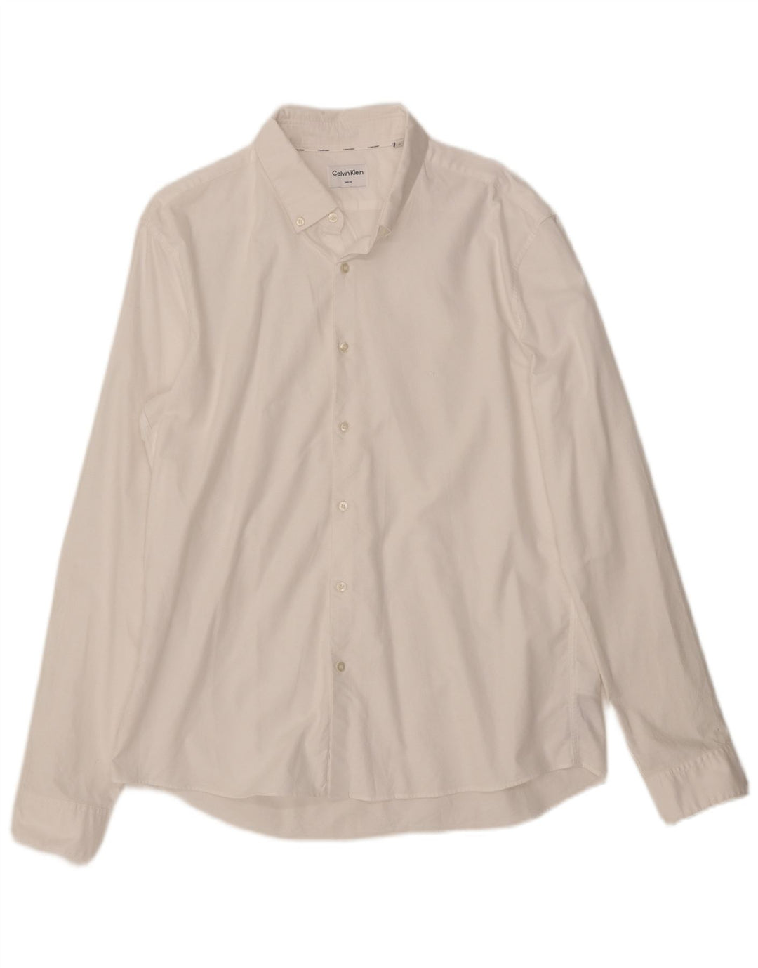 CALVIN KLEIN Ανδρικό πουκάμισο Slim Fit Μέγεθος 43 Μεγάλο λευκό βαμβακερό