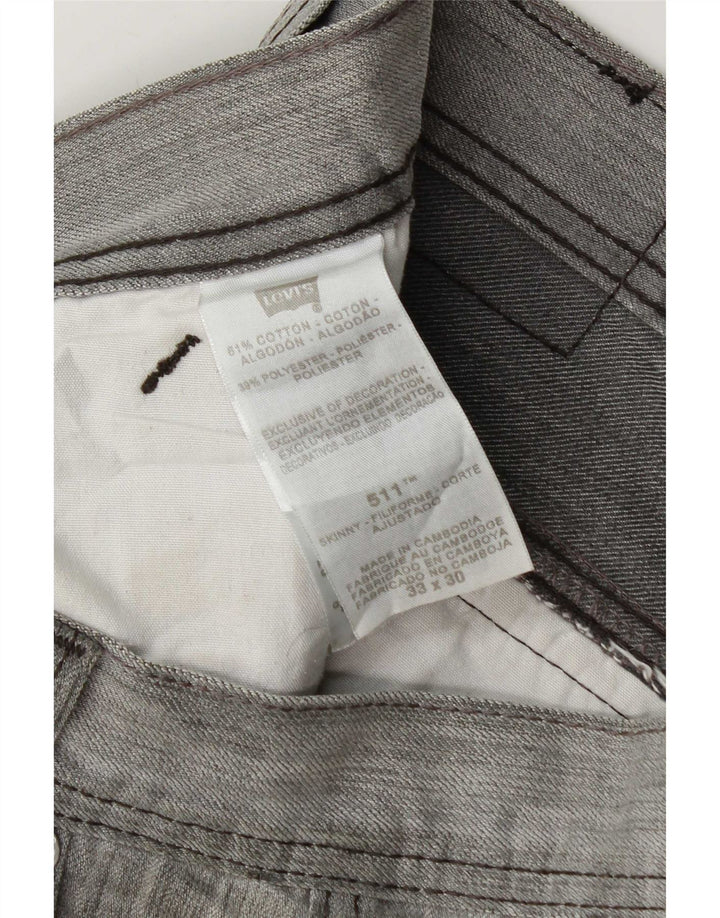 Levi's Mens 511 Slim Jeans W33 L30 Γκρι βαμβακερό