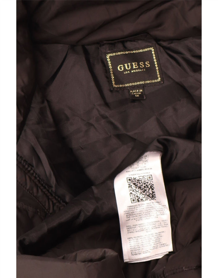 Παλτό Guess Girls με κουκούλα με επένδυση 15-16 ετών Μαύρο πολυεστέρα