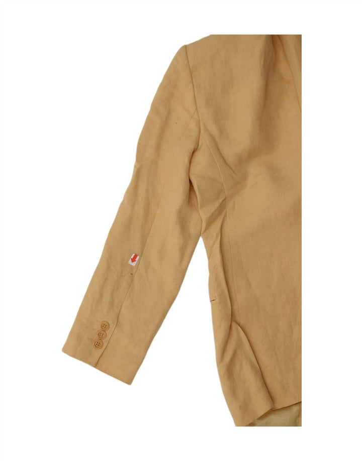 EMPORIO ARMANI Womens 3 Button Blazer Jacket UK 14 Medium Yellow Linen Vintage Emporio Armani and Second-Hand Emporio Armani from Messina Hembry 