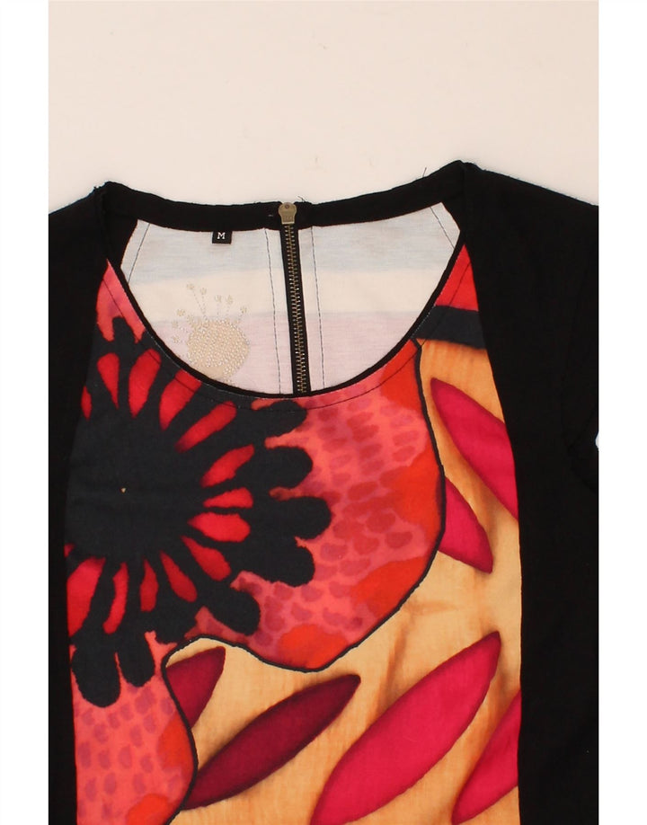 DESIGUAL Womens Abstract Pattern Basic Dress UK 12 Medium Black Polyester Vintage Desigual and Second-Hand Desigual from Messina Hembry 