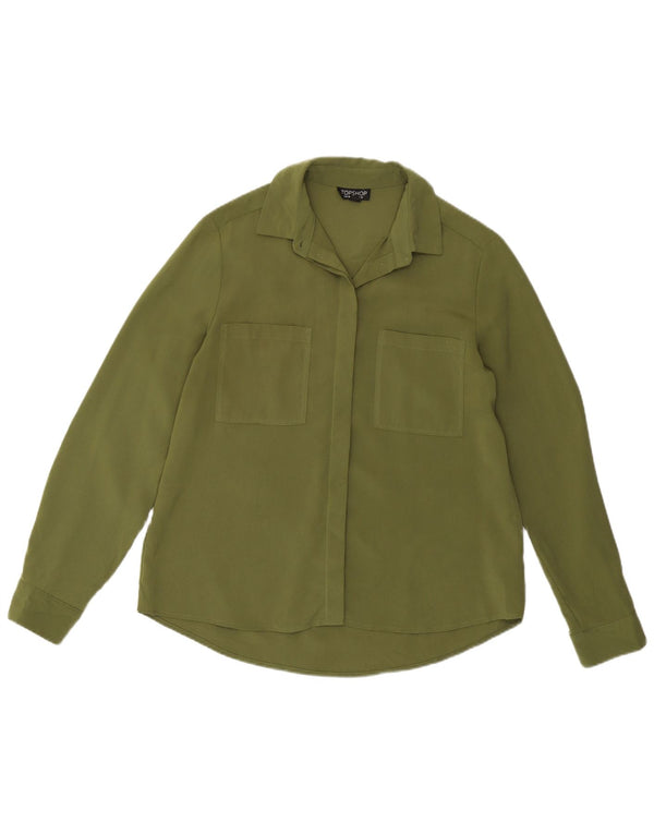 Topshop γυναικείο πουκάμισο μπλούζα UK 10 Small Khaki Polyester