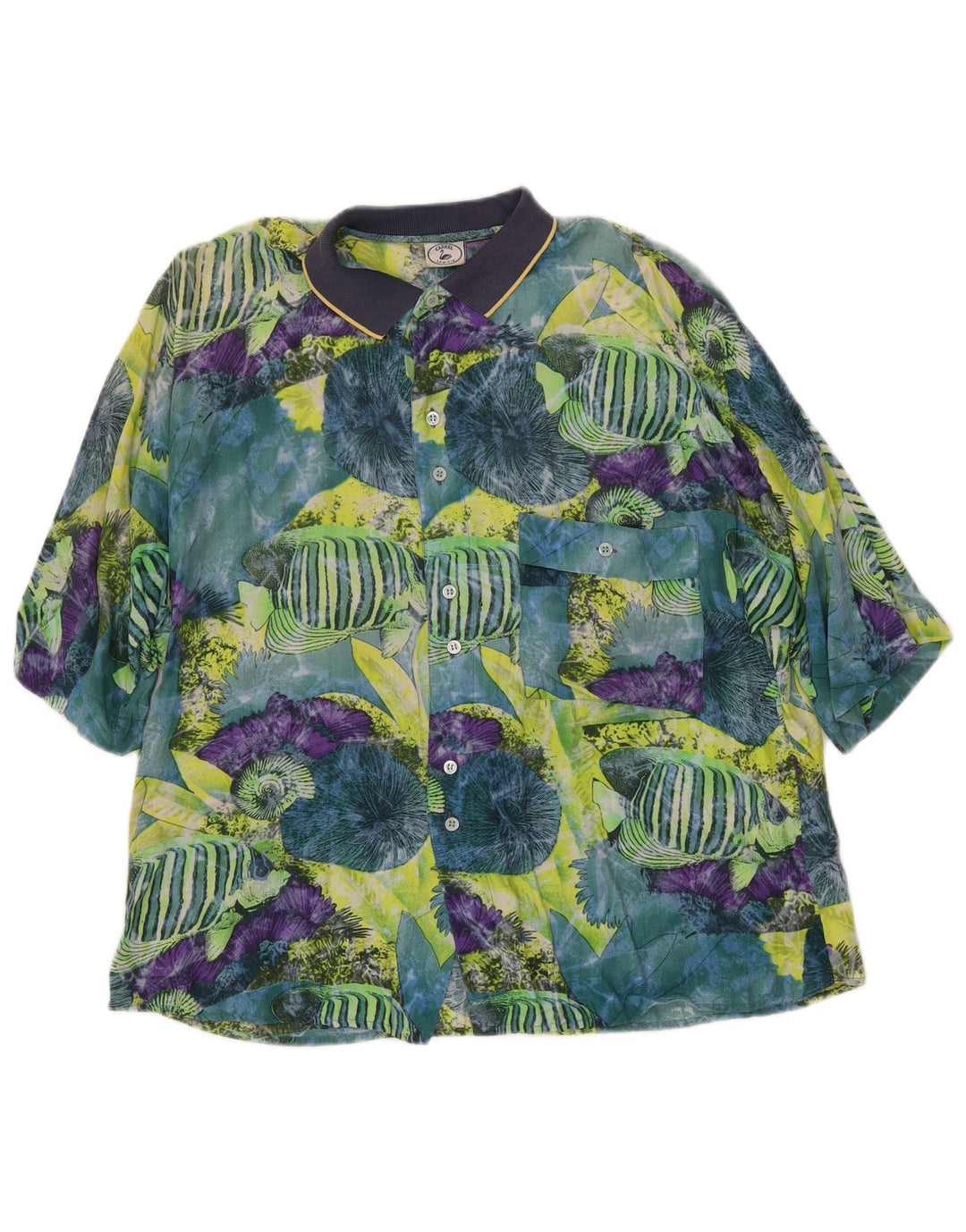 CARREL Ανδρικό πουκάμισο με κοντό μανίκι αφηρημένο σχέδιο, μικρό πολύχρωμο