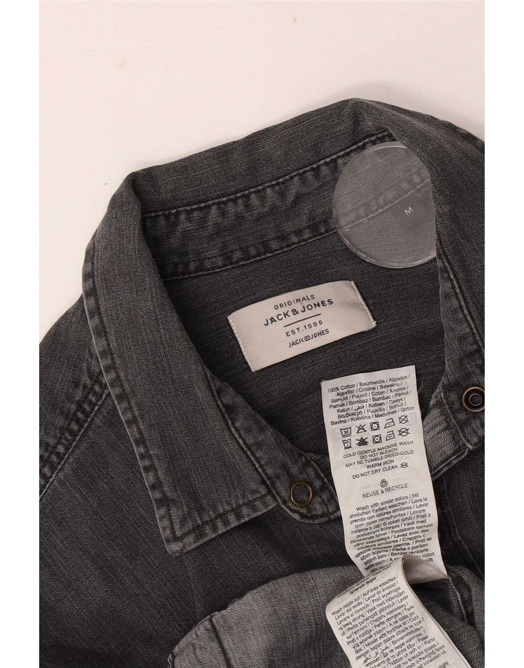 Jack & Jones Ανδρικό Τζιν Πουκάμισο Μεσαίο Γκρι Βαμβακερό