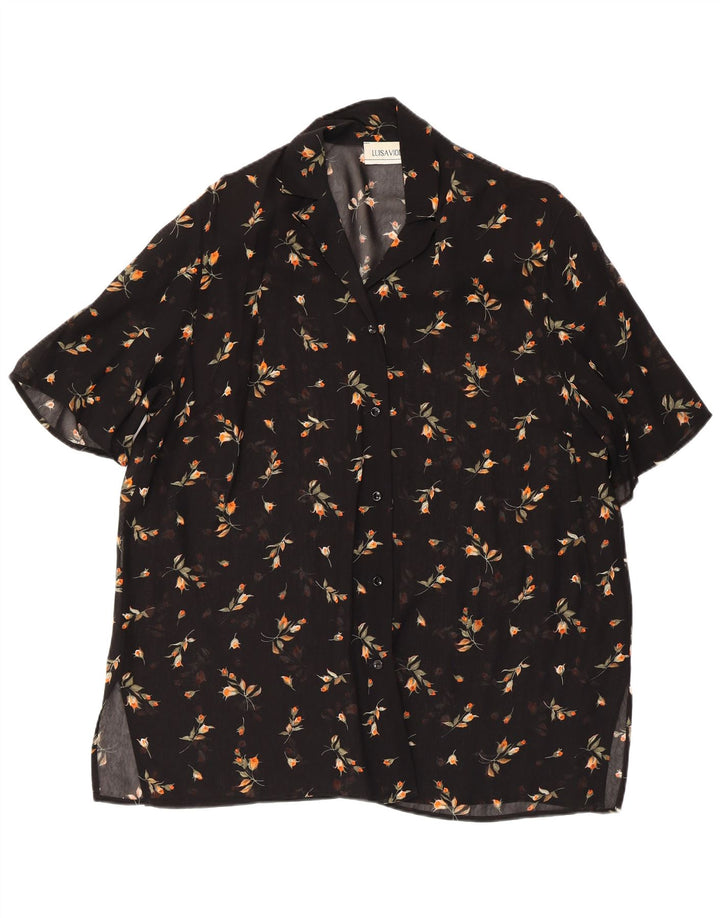 LUISA VIOLA Γυναικεία See Through Μπλούζα UK 20 2XL Μαύρη φλοράλ