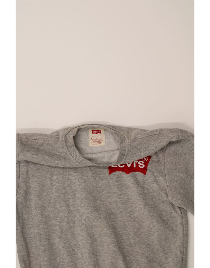 LEVI'S Boys Graphic Sweatshirt Jumper 10-11 Years Medium Grey Cotton Vintage Levi's and Second-Hand Levi's from Messina Hembry 