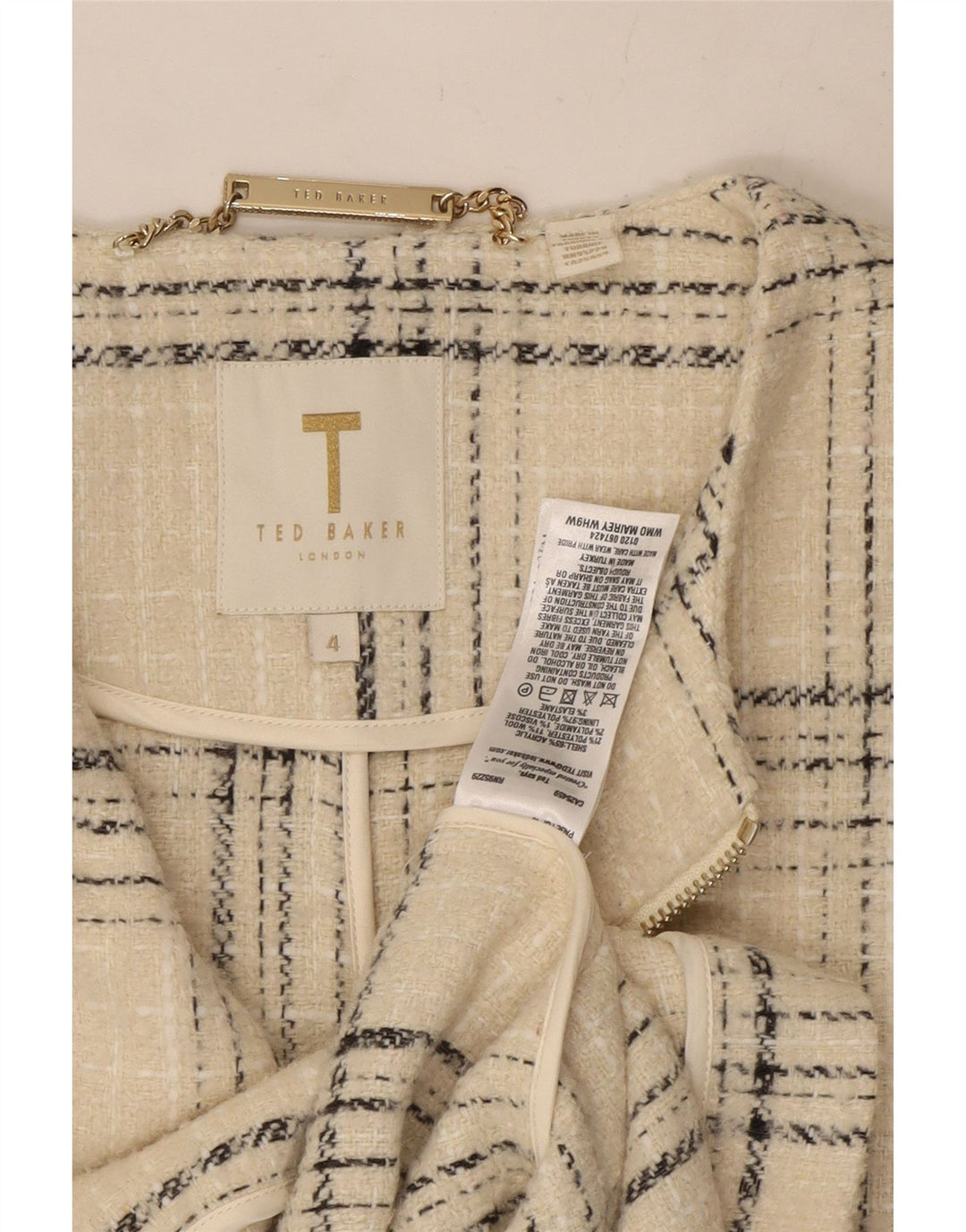 Γυναικείο πανωφόρι Ted Baker Μέγεθος 4 Large Off White Check Acrylic