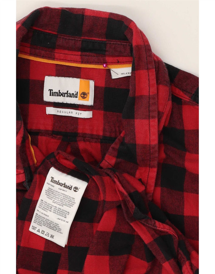 Ανδρικό πουκάμισο Timberland με κανονική εφαρμογή φανέλα XL Κόκκινο βαμβακερό Gingham