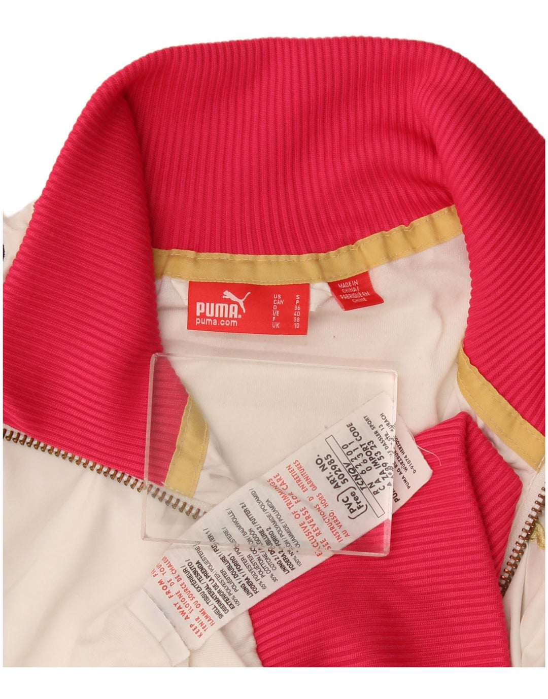 Puma Γυναικεία αθλητική φόρμα Top Jacket UK 10 Small White Colourblock Polyester