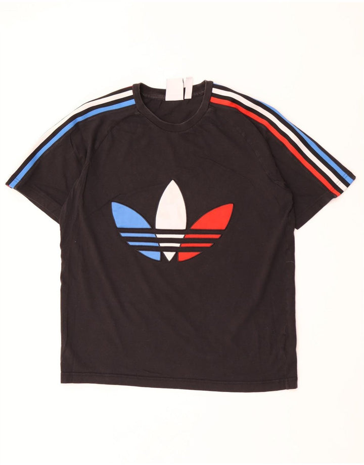 Ανδρικό γραφικό T-Shirt Adidas Top Μεσαίο μαύρο βαμβακερό