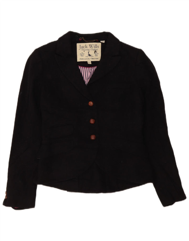 Jack Wills Γυναικείο σακάκι 3 κουμπιών UK 10 Small Black Wool