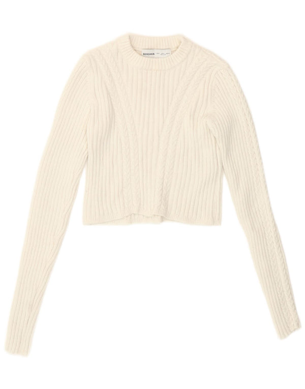 Γυναικείο πουλόβερ Bershka Crop Boat Neck Jumper UK 10 Small White